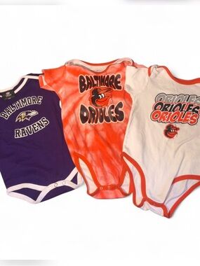 NFL Baltimore Orioles & Ravens Baby Bodysuit Set - Orange, White, Purple